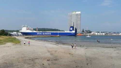 Beach, ferry and SpyTower - Day 1, 2014 Open 420 Worlds, Travemunde, GER © Rob Burn